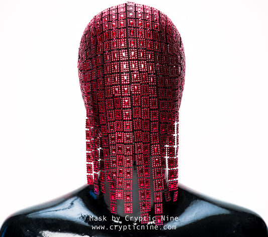 The Gladiator - Red Hanging Trim Couture Mask