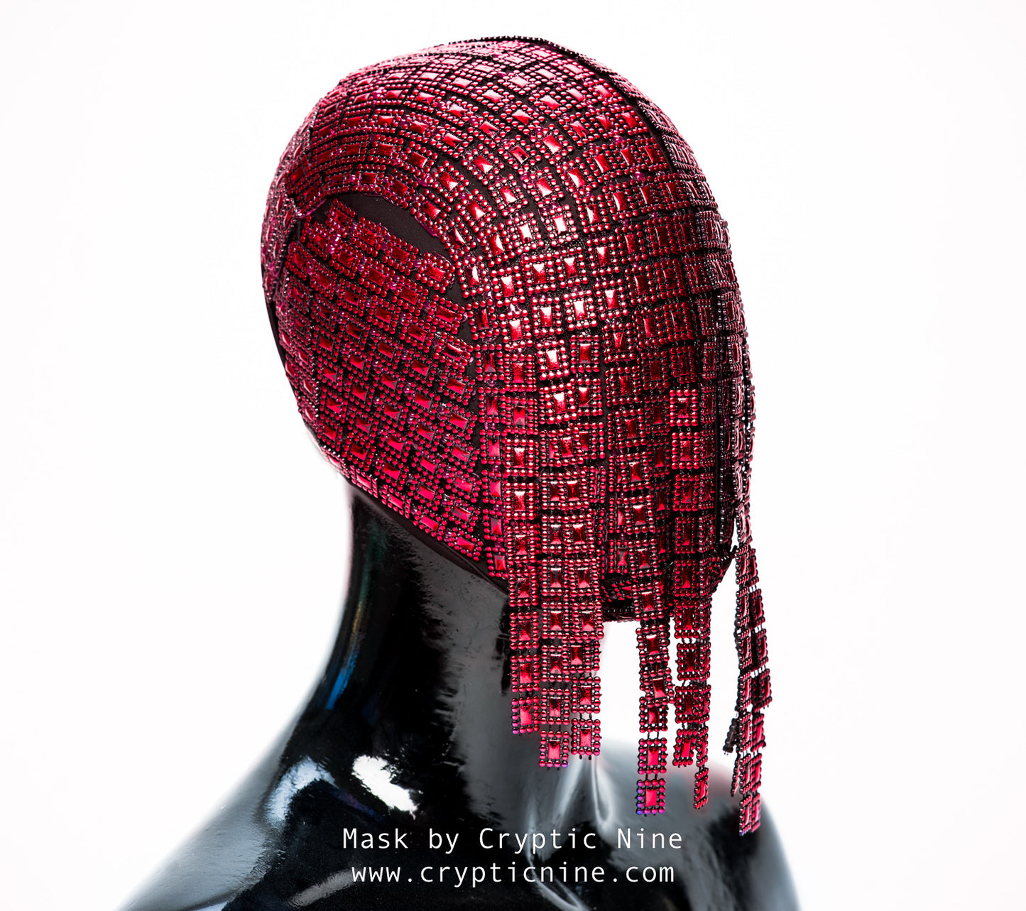 The Gladiator - Red Hanging Trim Couture Mask