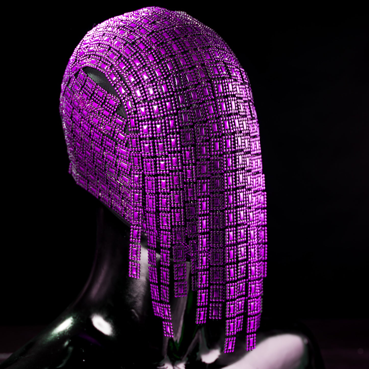 The Gladiator - Purple Hanging Trim Couture Mask