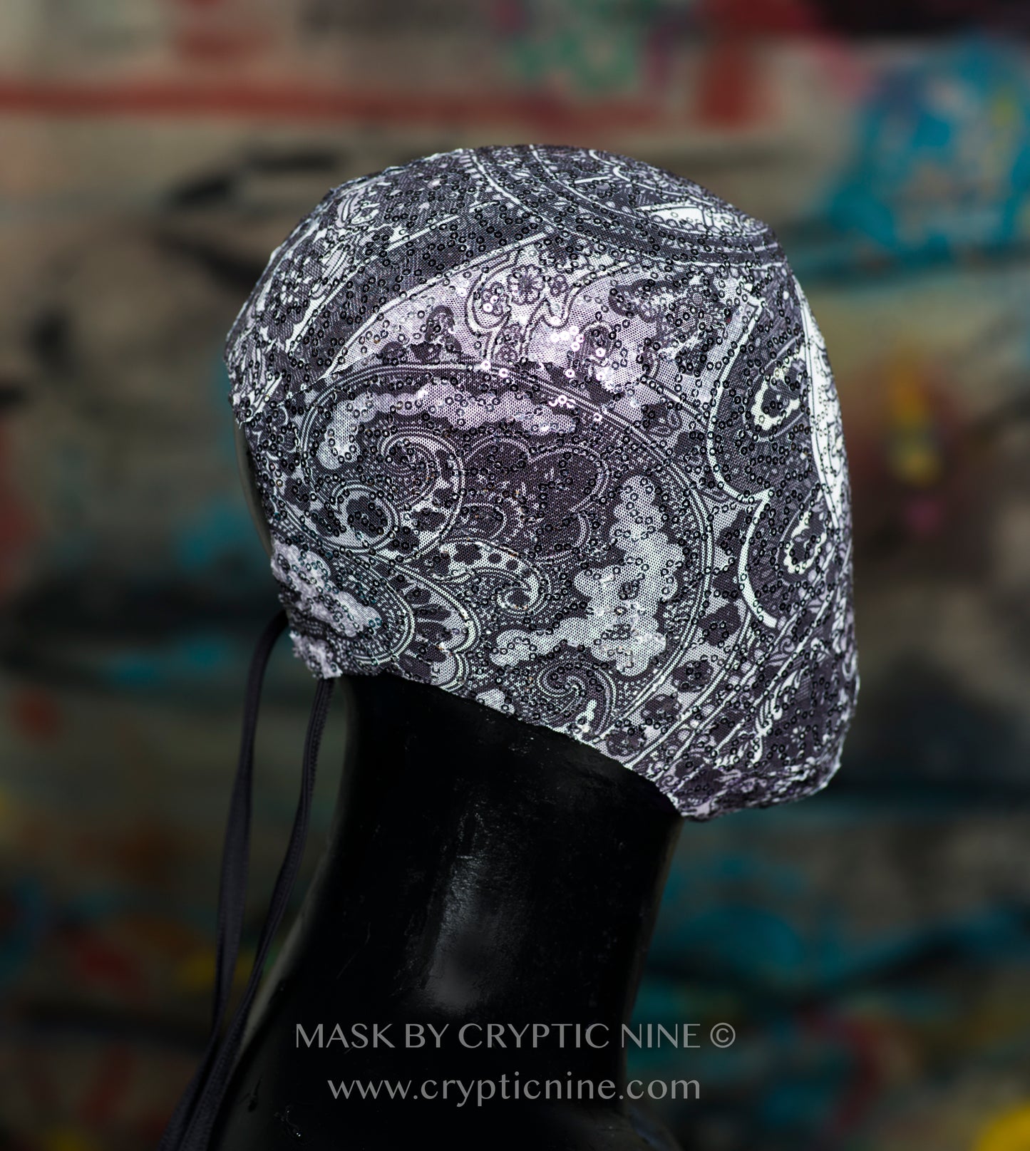 Lace Haute Couture Mask, Grey and White elegant pattern V.12