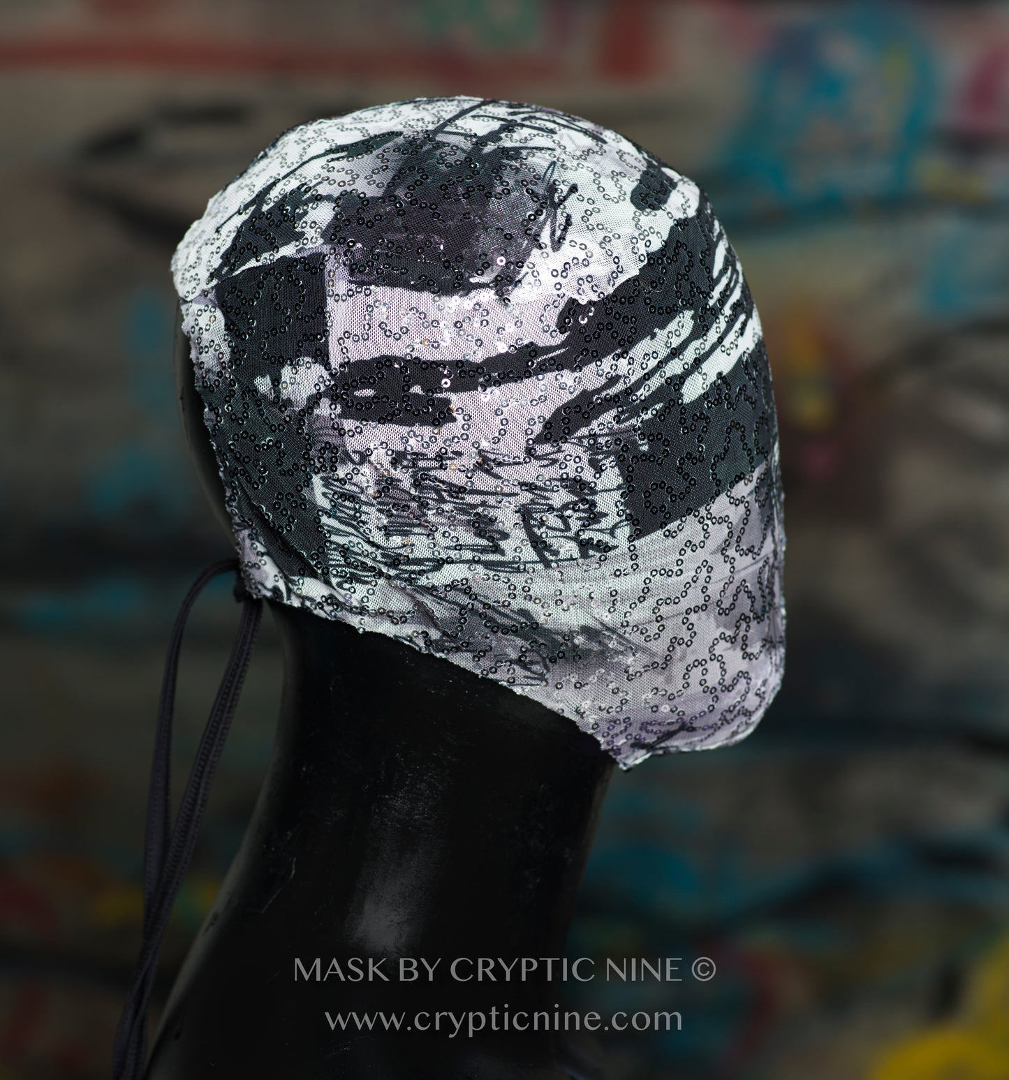 Lace Haute Couture Mask, Grey and White elegant pattern V.10