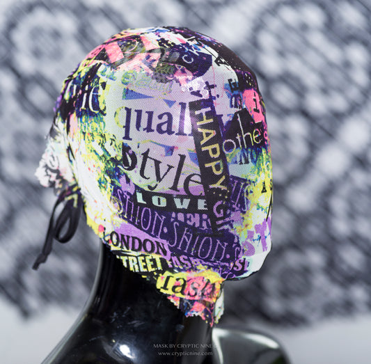 Graphic Design Lace Mask High Fashion Couture, Drape Abstract Fabric design V.7