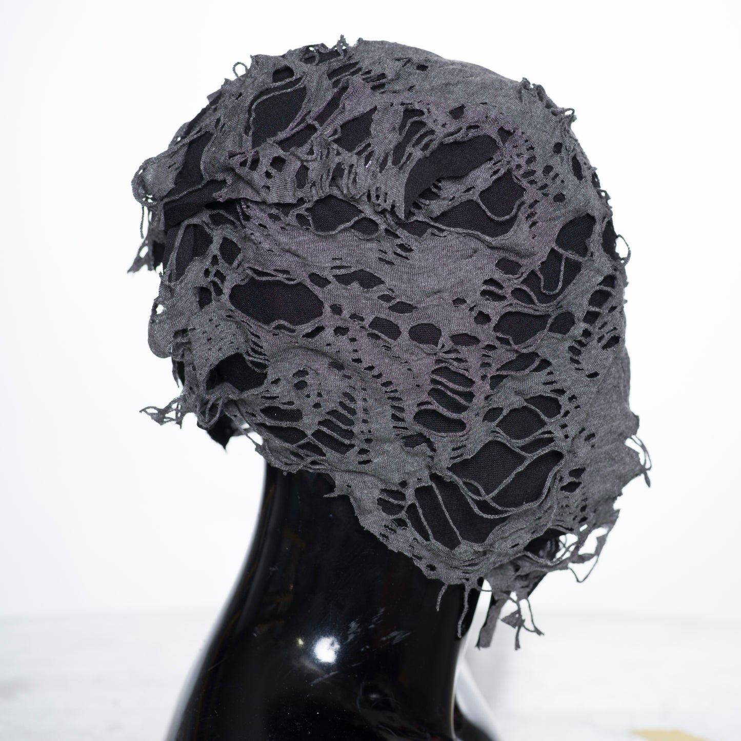 Black and Grey Flow Haute Couture Lace Mask V.5