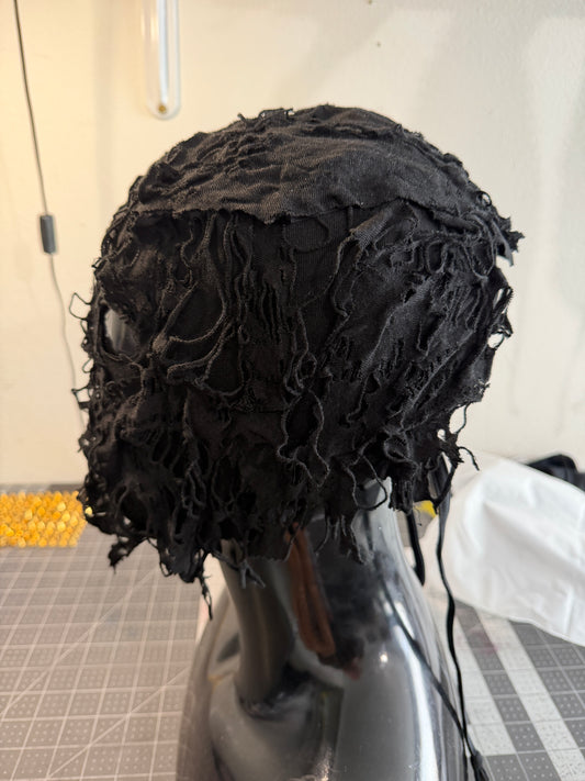 Black and Grey Flow Haute Couture Lace Mask V.4 ( eyes open )