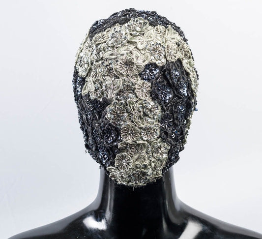 Silver and Black Rose Flower Mask