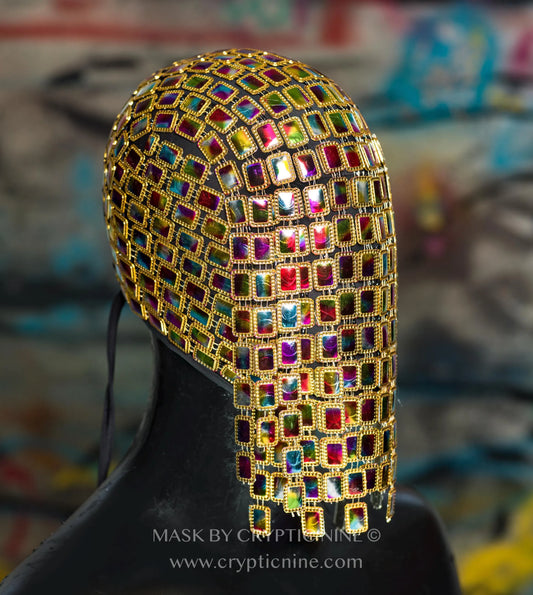 Cosmic Disco V.2 - Gold trim Multicolored Mask