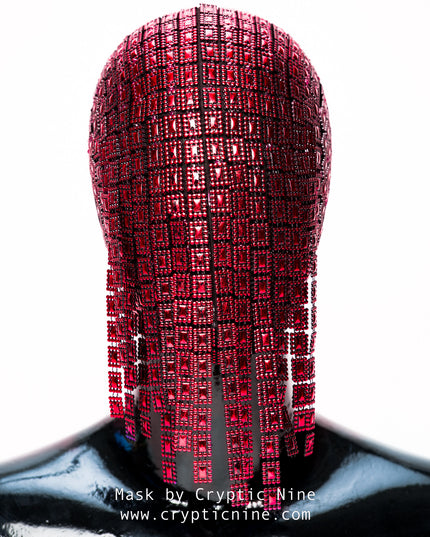 The Gladiator - Red Hanging Trim Couture Mask