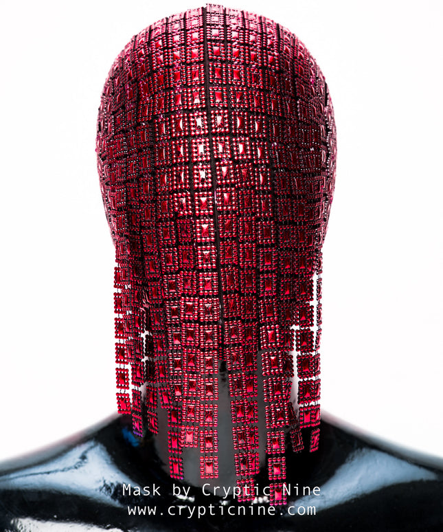 The Gladiator - Red Hanging Trim Couture Mask
