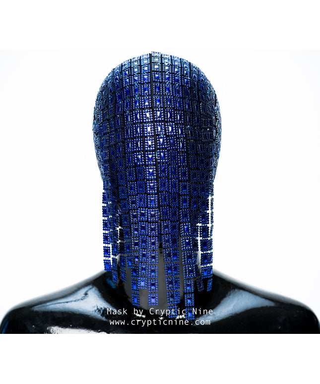 The Gladiator - Blue Hanging Trim Couture Mask