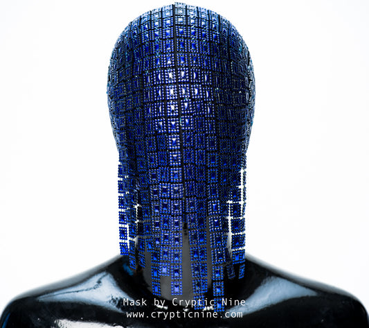 The Gladiator - Blue Hanging Trim Couture Mask