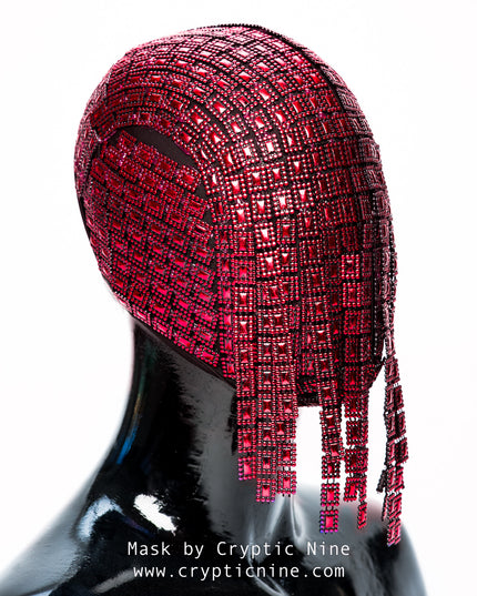 The Gladiator - Red Hanging Trim Couture Mask