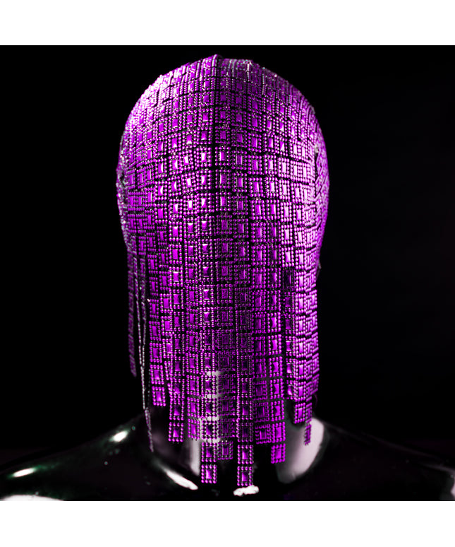 The Gladiator - Purple Hanging Trim Couture Mask