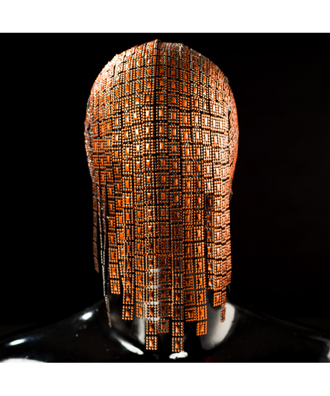 The Gladiator - Orange Hanging Trim Couture Mask