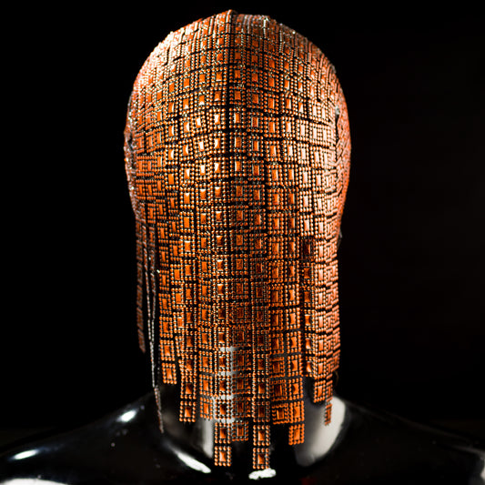 The Gladiator - Orange Hanging Trim Couture Mask