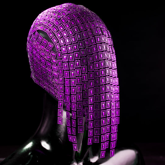 The Gladiator - Purple Hanging Trim Couture Mask