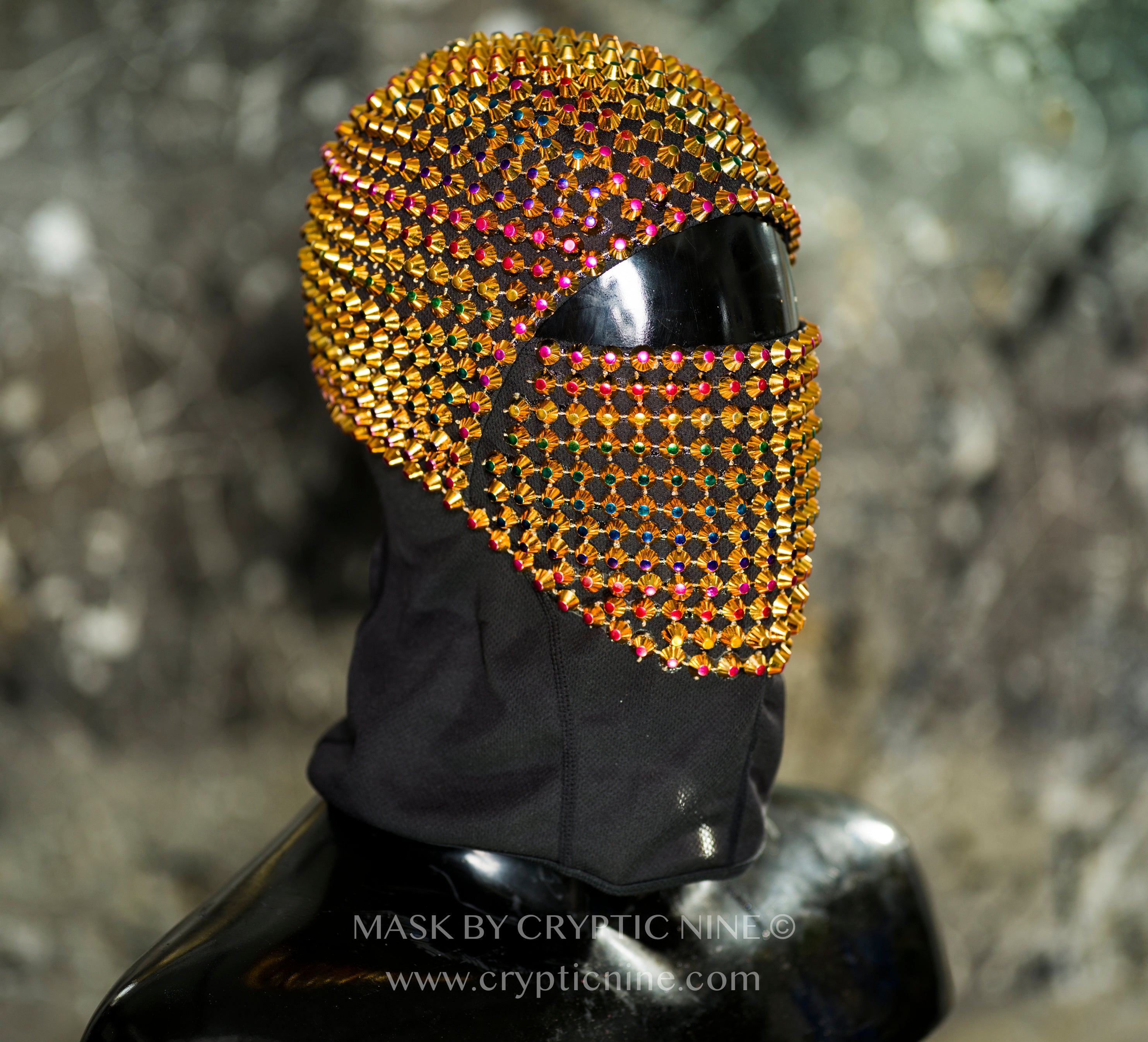 CRYPTIC NINE BLACK ROCK マスク Silver Rock - Mask Handmade Covered in Clear Silver Jewels