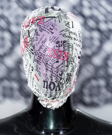 Weiße Grafikdesign-Spitzenmaske High Fashion Couture, Drape Abstract Fabric Design V.6 