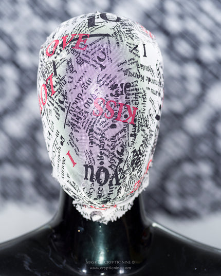 Weiße Grafikdesign-Spitzenmaske High Fashion Couture, Drape Abstract Fabric Design V.6 