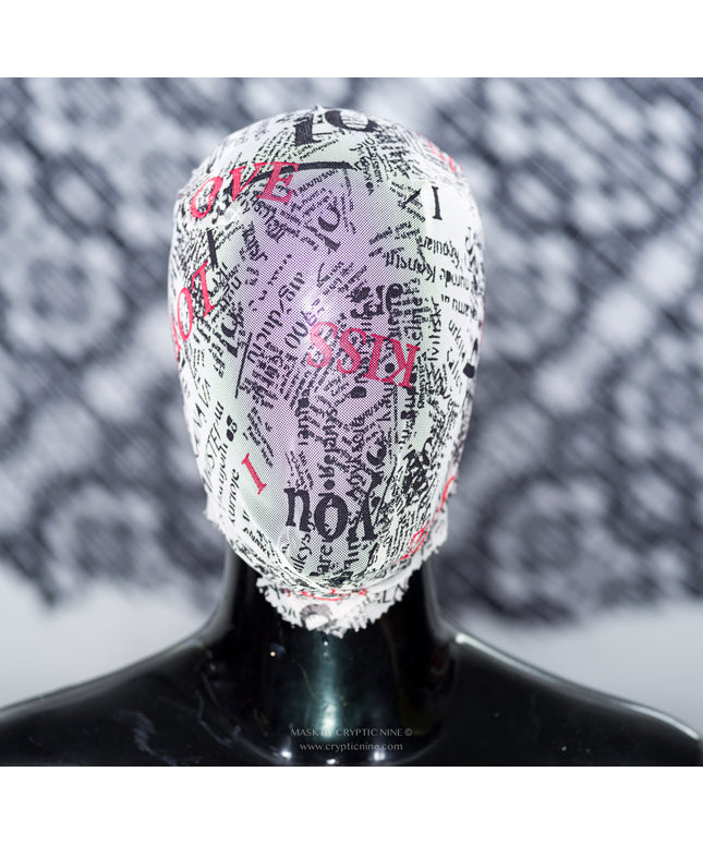 Weiße Grafikdesign-Spitzenmaske High Fashion Couture, Drape Abstract Fabric Design V.6 