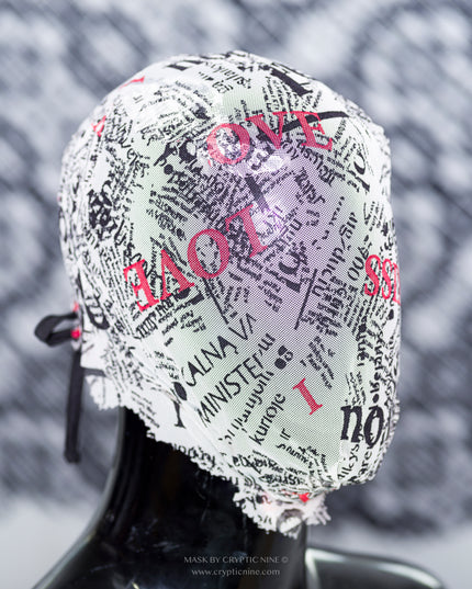 Weiße Grafikdesign-Spitzenmaske High Fashion Couture, Drape Abstract Fabric Design V.6 