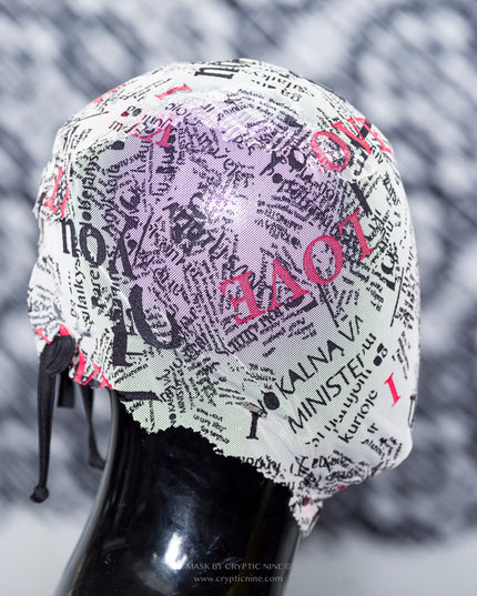 Weiße Grafikdesign-Spitzenmaske High Fashion Couture, Drape Abstract Fabric Design V.6 