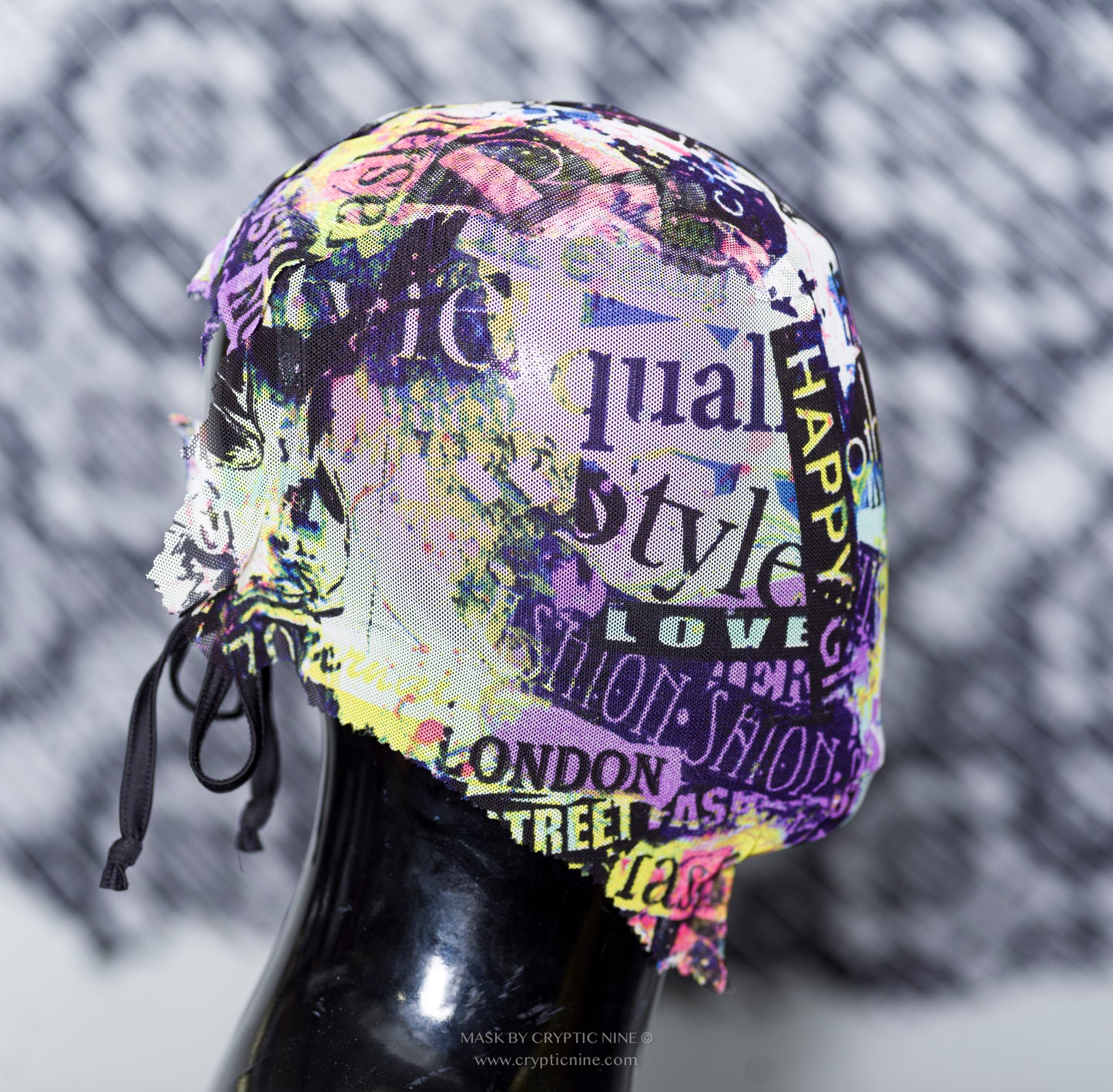 Graphic Design Lace Mask High Fashion Couture, Drape Abstract Fabric design V.7