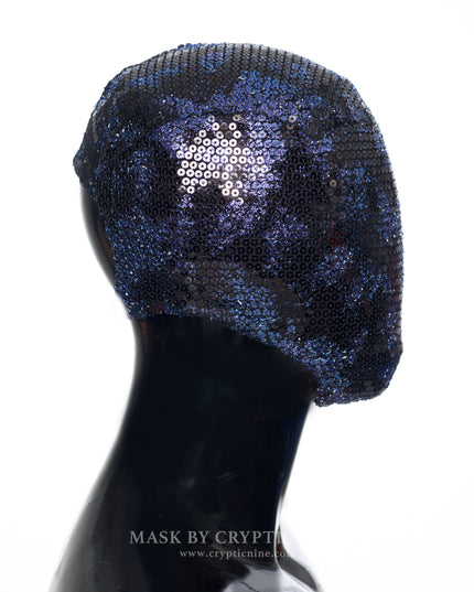 Schwarze Shadow Maze Spitzenmaske, handgefertigtes quadratisches Schmuckmuster aus Metall