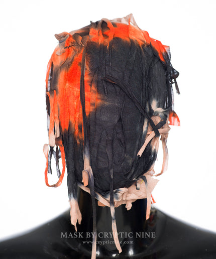 Schwarze Shadow Maze Spitzenmaske, handgefertigtes quadratisches Schmuckmuster aus Metall