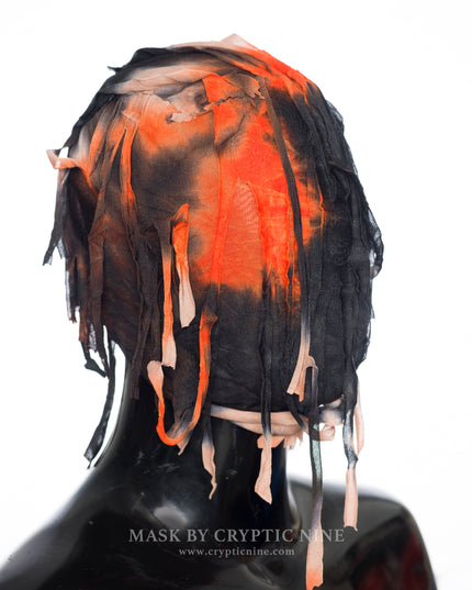 Schwarze Shadow Maze Spitzenmaske, handgefertigtes quadratisches Schmuckmuster aus Metall
