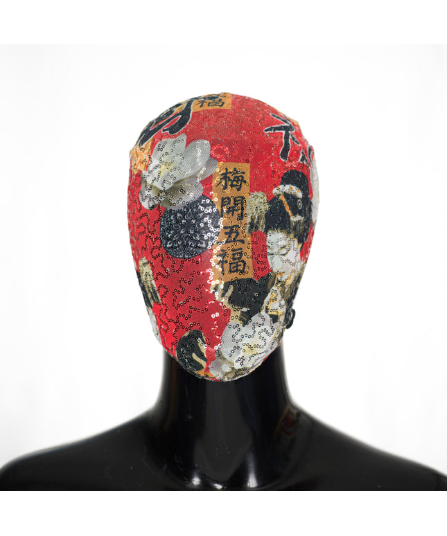 Schwarze Shadow Maze Spitzenmaske, handgefertigtes quadratisches Schmuckmuster aus Metall