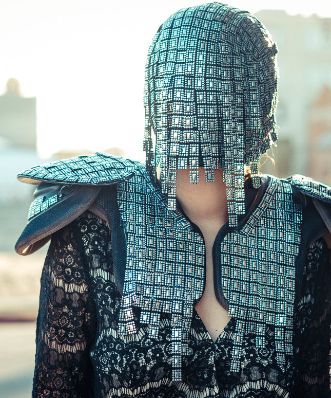 The Gladiator - Silver Hanging Trim Couture Mask My Store