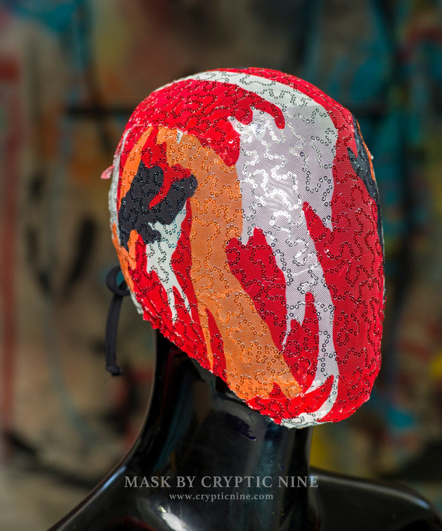 Schwarze Shadow Maze Spitzenmaske, handgefertigtes quadratisches Schmuckmuster aus Metall