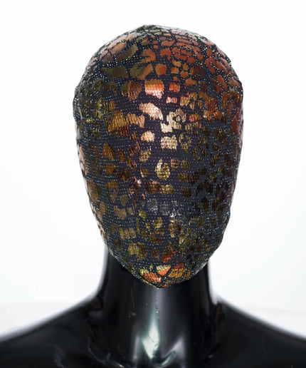 Schwarze Shadow Maze Spitzenmaske, handgefertigtes quadratisches Schmuckmuster aus Metall