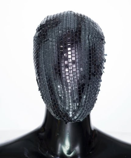 Spitzen-Haute-Couture-Maske, elegantes Muster in Grau und Weiß V.12 