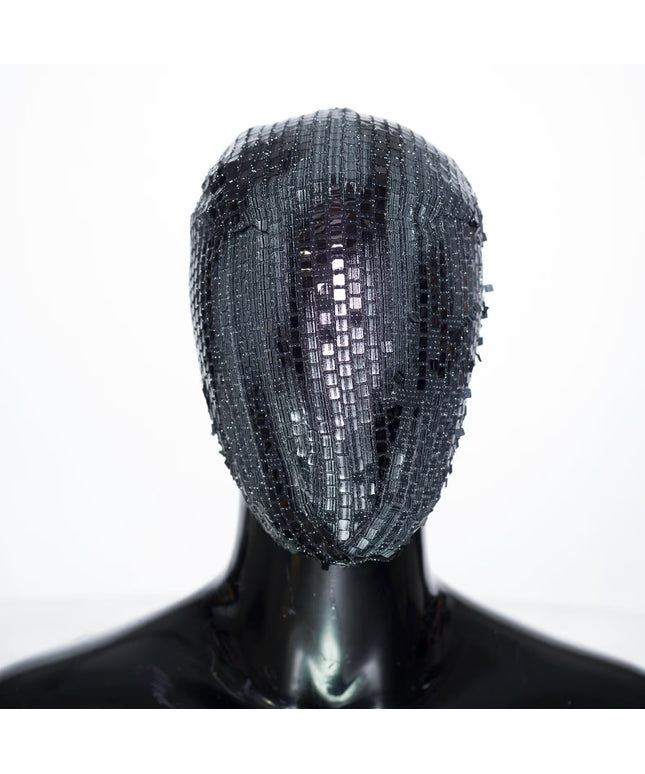 Masque Haute Couture en Dentelle, Motif élégant Gris et Blanc V.12 
