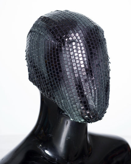 Spitzen-Haute-Couture-Maske, elegantes Muster in Grau und Weiß V.12 
