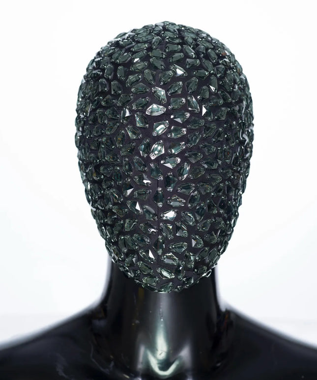 Silver Rock - Mask Handmade Covered in Clear Silver Jewels My Store