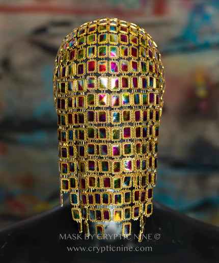 Cosmic Disco V.2 - Gold trim Multicolored Mask