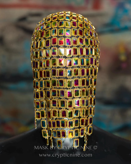 Cosmic Disco V.2 - Gold trim Multicolored Mask