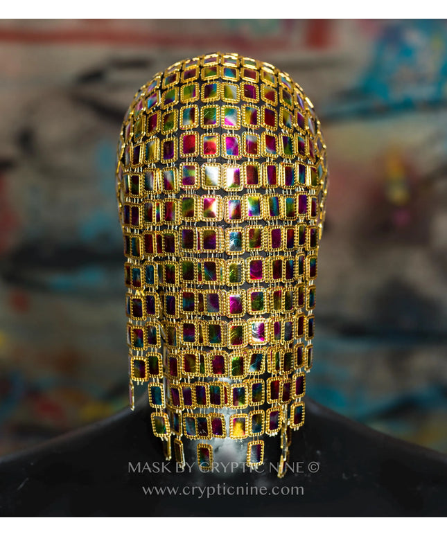 Cosmic Disco V.2 - Gold trim Multicolored Mask