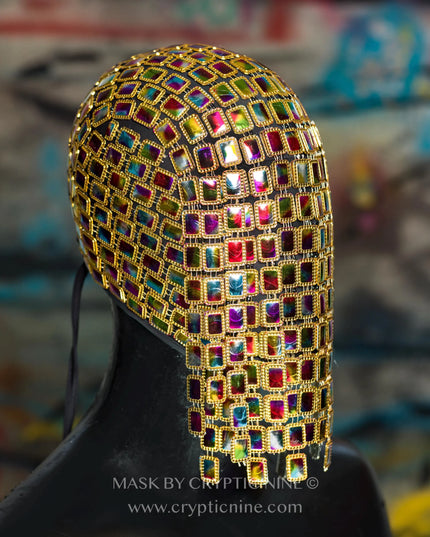 Cosmic Disco V.2 - Gold trim Multicolored Mask